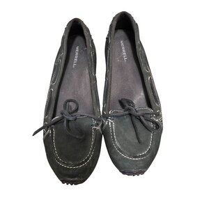 Merrell Women's Black Suede Moccasin Loafers Driving Shoes Size 7 Bow & Stitch D